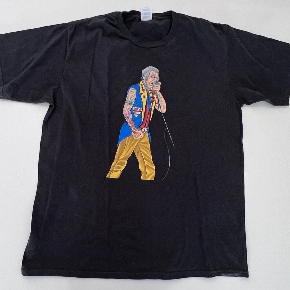 Port&Company Black Rocker George Washington Graphic Short Sleeve T-Shirt- M - Picture 1 of 9